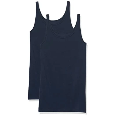 Imagen de Amazon Essentials Top Ajustado sin Mangas y con Tirantes Finos Mujer, Pack de 2, Azul Marino, L