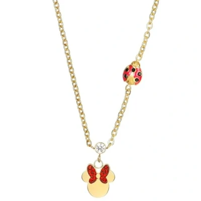 Imagen de Disney Collar Minnie de Acero inoxidable con mariquita, para niños y niñas, longitud 40 + 5 cm, UNICO, inoxidable, Circón