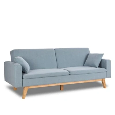 Imagen de ZZ DON DESCANSO Sofá Cama Reine, Tela, Azul Celeste, 206x74x83 cm