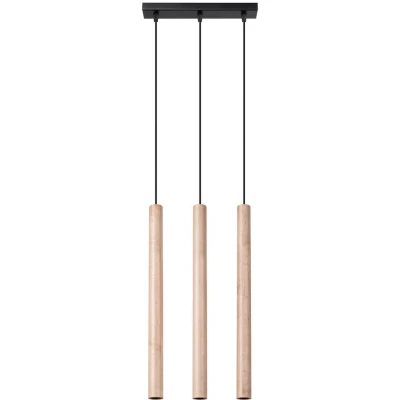 Imagen de SOLLUX lighting PASTELO 3L Lámpara colgante de madera 3 bombillas Mesa comedor Casquillo G9 Bombilla no incluida Lámparas y luminarias colgantes 30x5x110cm