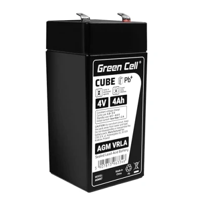 Imagen de Green Cell Recambio de Batería Gel AGM 4V 4Ah Rechargeable Pila Sellada Plomo ácido sin Mantenimiento Reemplazo para Sistemas Alarma Antirrobo Video vigilancia