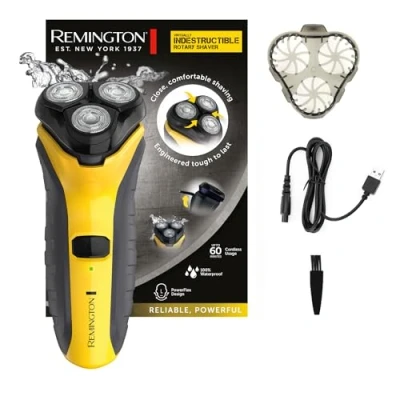 Imagen de Remington Afeitadora Rotativa Virtually Indestructible Máquina de Afeitar Inalámbrica, Armazón Policarbonato Prácticamente Indestructible, Cabezal Pivotante, Resistente al Agua PR1855