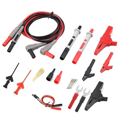 Imagen de Oumefar Multímetro digital electrónico Cables de prueba Kit accesorios profesionales con pinzas cocodrilo Juego puntas sonda reemplazables