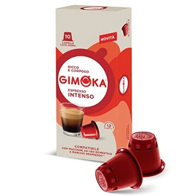 Imagen de Gimoka Mezcla de Café Espresso Intenso, intensidad 12/13 100 Cápsulas Compatibles con Máquinas Nespresso* para uso doméstico Producido en Italia 10 paquetes