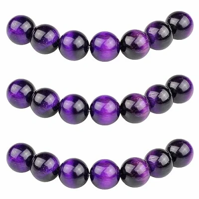 Imagen de MJDCB 6mm 60 piezas Cuentas de Piedra Ojo Tigre Morado Redondas Sueltas Piedras Semipreciosas Naturales para Hacer Joyas Pulseras Collares