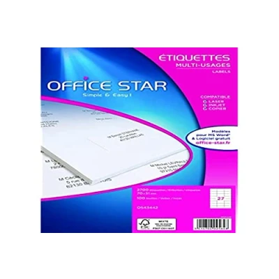 Imagen de Office Star Disco 2700 multiusos etiquetas 70 x 31 mm Blanco