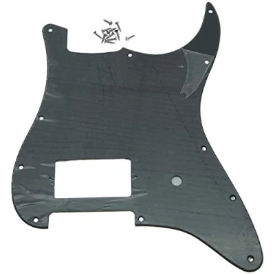 Imagen de Dopro Golpeador de guitarra 11 hoyos ST Strat One Humbucker placa arañazos para Fender Delonge negro mate, 1 capa