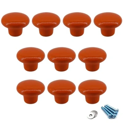 Imagen de Flomore naranja Perillas redondas de cerámica Tirador la manija perilla del gabinete para los cajones tocador habitación infantil (paquete 10 tornillos incluidos)