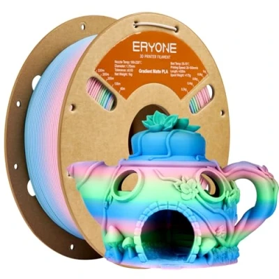 Imagen de ERYONE Matte Gradient Multicolor Filament 1.75mm, 3D Printer PLA, +/ 0.03mm, 1kg(2.2lbs)/Spool, Pink&amp;Green&amp;Blue
