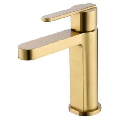 Imagen de MICE Grifo monomando de baño Griferia lavabo laton para agua fria/caliente lavamanos caño corto (Oro Cepillado) BDR001 1OC