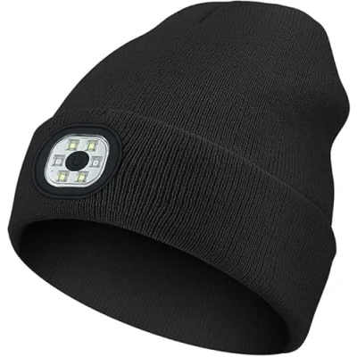 Imagen de TRIXES Gorro con luz LED USB Recargable elástico Negro Unisex