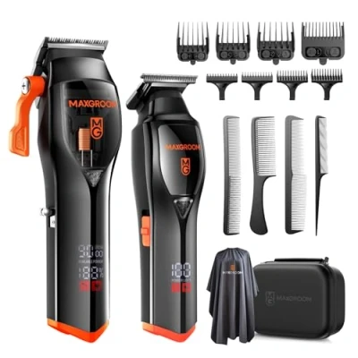 Imagen de MAXGROOM Maquina de Cortar Pelo Hombre, Profesional con Motor Maglev, Cortapelos Premium Hombre 8 Peines Guía, Cuchillas DLC, Sin Cable, Embalaje Lujo