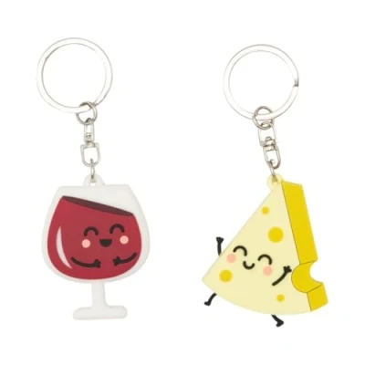 Imagen de Mr. Wonderful Set de 2 llaveros Vino y queso Llaverso personalizados Llavaeros para regalar Regalos