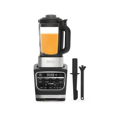 Imagen de Ninja Foodi batidora de vaso y sopera eléctrica, 1000 W, 10 programas Auto iQ, jarra cristal 1,7 l con resistencia integrada, para mezclas calientes, prensador, en negro, HB150EU