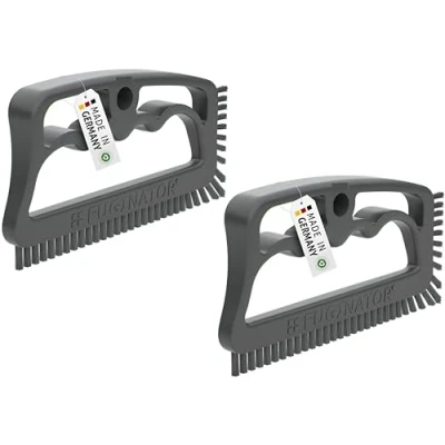 Imagen de FUGINATOR® Juego de 2 cepillos para juntas en gris/gris cepillo Limpieza baño, aseo, cocina, etc. azulejos pared y suelo Práctico