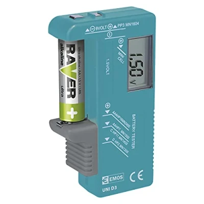 Imagen de Emos 2203003000 Medidor de energía y batería (4 Ohmio, 9v, AA, AAA, C, D, 11 cm, 6 2,5 cm) Negro