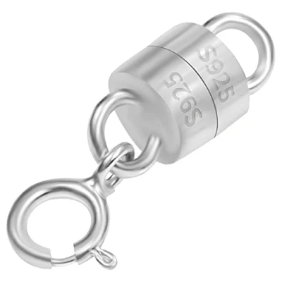 Imagen de Belle Vous Convertidor Cierres Magnético Plata 925 6mm x 16 mm para Pulseras con Pinza de Langosta Alargador Collar, Brazaletes y Tobilleras