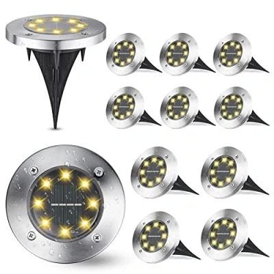 Imagen de Joomer luces solares para el suelo, 12 paquetes de 8 LEDs senderos, impermeables, jardín, camino entrada (Blanco Cálido)