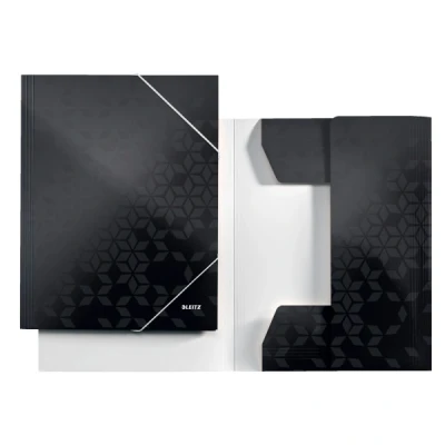 Imagen de Leitz Carpeta de 3 Solapas, Capacidad para 150 Hojas A4, Cierre Elástico, Cartón, Negro, Gama WOW, 39820095
