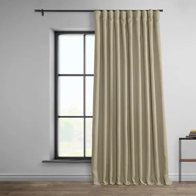 Imagen de HPD Half Price Drapes Cortinas extrawide para oscurecer la habitación Sala de Estar, 100 x 96 Lino sintético, BOCH LN18542 DW (1 Panel), Color marrón con Paja