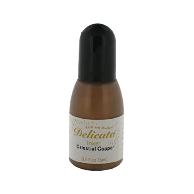 Imagen de Tsukineko Tinta Delicata Color Cobre Celestial metálica Brillante Recarga 15ml. Bote cánula
