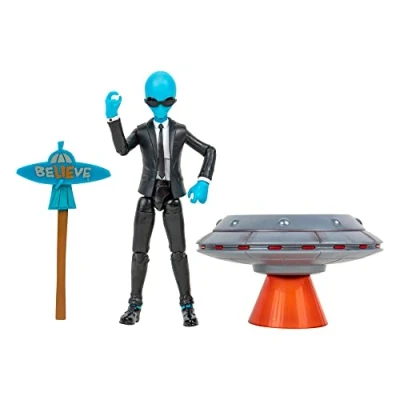 Imagen de Fortnite FNT1064 Human Bill Series Figura articulada de 4 Pulgadas con vehículo emoción platillo Lil&#039; y Accesorio Flying Slasher, Color Negro