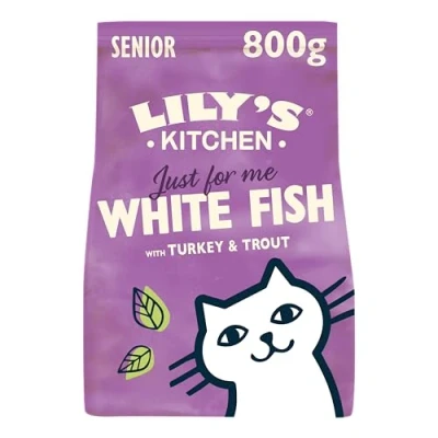 Imagen de Lily&#039;s Kitchen Elaborado con ingredientes naturales alimento seco para gatos mayores pescado blanco pavo y trucha receta sin cereales 4 x 800g