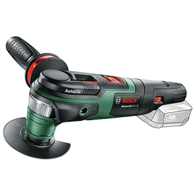 Imagen de Bosch Multiherramienta a batería AdvancedMulti 18 (sin batería, placa lijadora delta, set de hojas lija, 2 sierra, empuñadura adicional, caja cartón, sistema V)