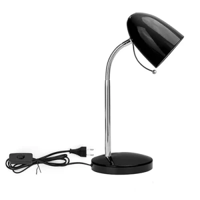 Imagen de lámpara negra de escritorio, escritorio retro sin bombilla, flexo para leer, estudiar, compatible con bombillas led E27, 240V max, trabajar, leer y más