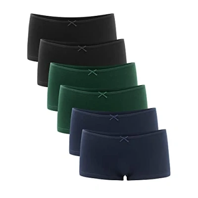 Imagen de Libella® Bragas Mujer Algodón Cómodo elástico Suave Culotte Shorts (Pack de 6) Multicolor M