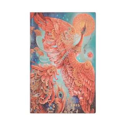 Imagen de Firebird (Birds of Happiness) Maxi 12 month Horizontal Softcover Flexi Dayplanner 2025 (Elastic Band Closure): tydzień na dwóch stronach, zamykany gumkę, papier 100 gsm (Bird