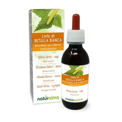 Imagen de Abedul blanco (Betula pendula, alba o verrucosa) Yemoderivato sin alcohol de savia fresca Extracto líquido gotas 120 ml Complemento alimenticio Vegano