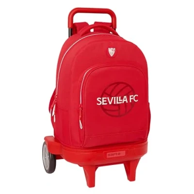 Imagen de Safta Sevilla FC Mochila Grande con Ruedas, Compacta, Extraíble, Ideal para Niños de Diferentes Edades, Cómoda y Versátil, Calidad Resistencia, 33x22x45 cm, Color Rojo