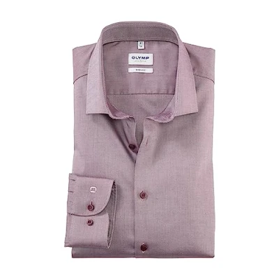 Imagen de OLYMP Camisa de negocios para hombre manga larga Level Five, sarga, corte corporal, Modern Kent, Chianti 38, 41