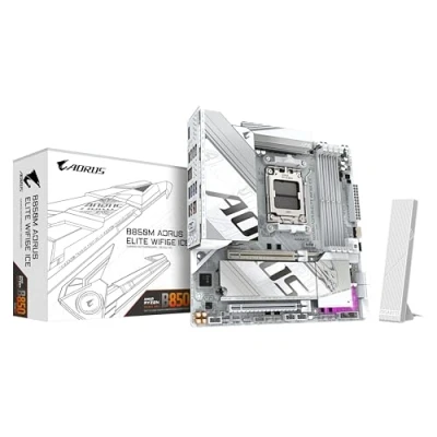 Imagen de GIGABYTE B850M AORUS Elite WIFI6E Ice Placa Base Procesadores AMD Ryzen Serie 9000, 12+2+1 Fases VRM Digitales, hasta 8200MHz DDR5 (OC), 1xPCIe 5.0 + 4.0 M.2, LAN 2.5, WiFi 7, USB 3.2 Gen 2