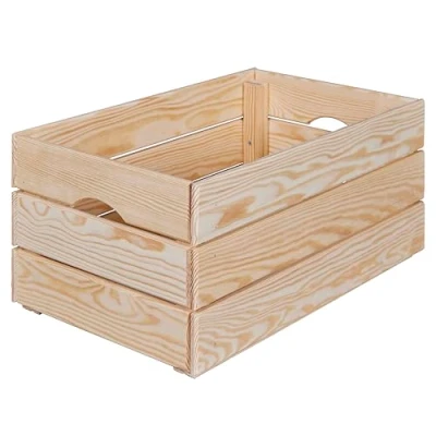 Imagen de Inter Link Caja de madera maciza apilable almacenaje, Para fruta, verdura, vino, jardín, baño, cuarto juegos Ahorro espacio, práctica 65 x 31,5 23cm Valloni L