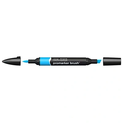 Imagen de Winsor &amp; Newton Promarker Brush Rotulador Doble Punta, Punta Pincel, Tinta Base Alcohol, Color Cyan (c847)