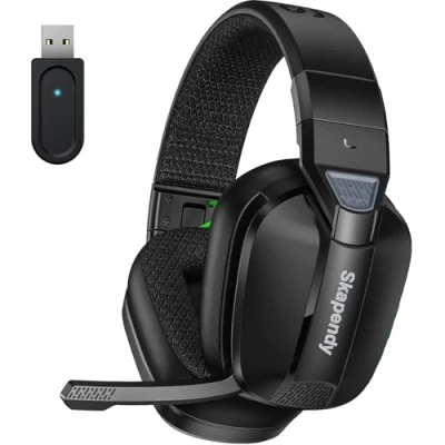 Imagen de Skapendy VK80 Cascos Gaming Inalambricos para Ps5, Ps4, PC, Switch, Auriculares de 2.4G con micrófono cancelación Ruido, Bluetooth 5.4 Modo Dual (Negro)