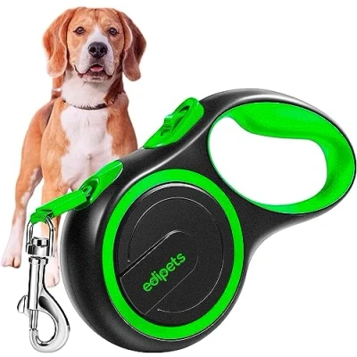 Imagen de Edipets, Correa Perro Extensible, Retráctil, 3, 5 y 8 Metros, Cinta Flexible para Adiestramiento Paseo, con Seguro Freno, Diseño Agarre Cómodo (5m más de 20kg, Verde)