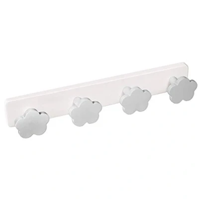 Imagen de Percha pared habitación bebé nubes gris madera lacada con base plástico resina abs 410x60mm