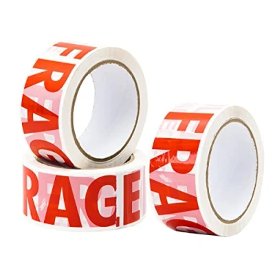Imagen de 3 rollos frágil impreso embalaje bajo ruido cinta rollo 48mm x 66m paquete caja sello envío adhesiva