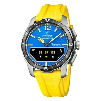 Imagen de Festina Reloj Hombre F23000/8 Connected D Caja de Titanio Plateado Correa Caucho Amarillo