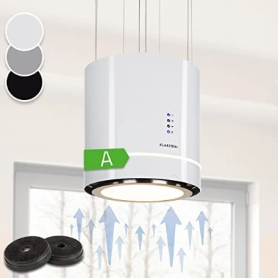 Imagen de Klarstein Campana Isla Cocina, Extractor para Islas, Techo Flujo Aire 540m3/h, Temporizador, Extractora Regulable, Humos 3 Modos y Filtros de Carbón Activo