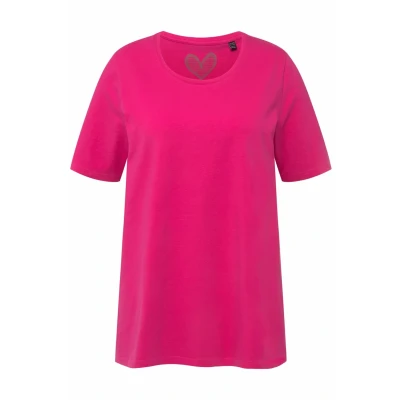 Imagen de Ulla Popken T shirt, A linie, Rundhalsausschnitt, Halbarm camisetas,Mujer,Fucsia Rosa,52