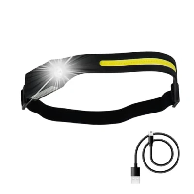 Imagen de Linterna led frontal cabeza ajustable 350 lumenes 4 modos, cinta ajustable, bateria recargable con sensor movimiento