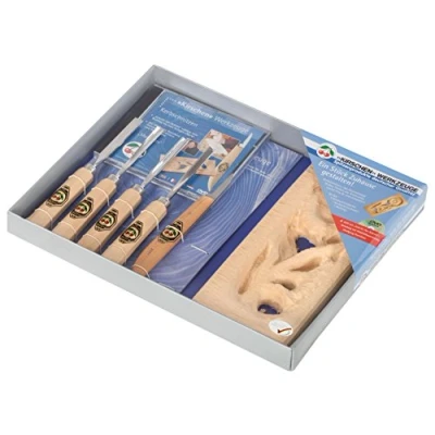 Imagen de Kirschen Juego de herramientas para tallar madera (7 piezas, incluye DVD diseño margarita)