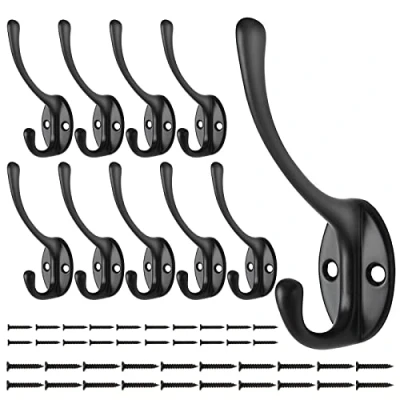 Imagen de BIGLUFU Ganchos Percheros de Pared, 10 Piezas Vintage Para Colgar Sombreros, gancho abrigos, doble con 40 tornillos, Disponible Cocina, Baño, Dormitorio, Entrada