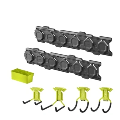 Imagen de Ryobi Kit de acoplamiento completo Link, almacenamiento para garaje y taller (7 piezas) Syteme LINK RSLWPK 7PC, verde antracita