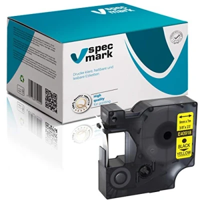 Imagen de specmark compatible para DYMO D1 40918 cinta de escritura 9 mm x 7 m negro sobre amarillo (S0720730) con impresoras LM Label Manager LP Point LW Writer DUO