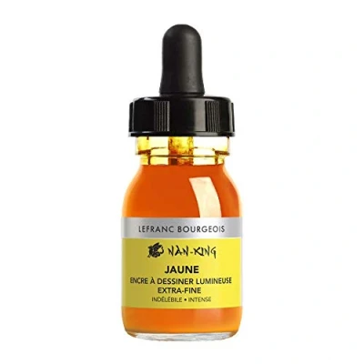 Imagen de Lefranc Bourgeois Nan King Tinta para caligrafía y dibujo, color amarillo 30ml Flasche